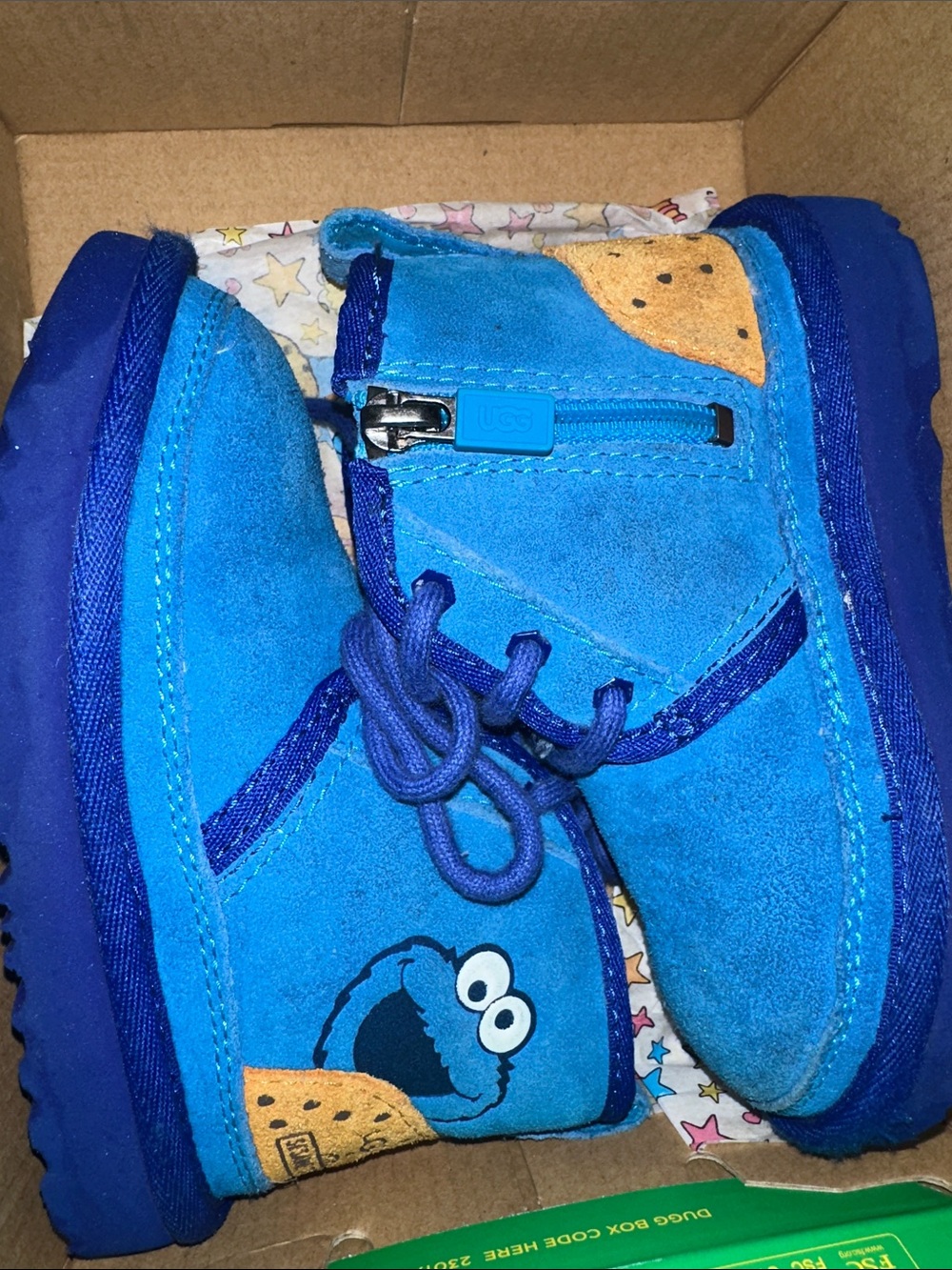UGG Kids Bright Blue Cookie Monster Suede Boots